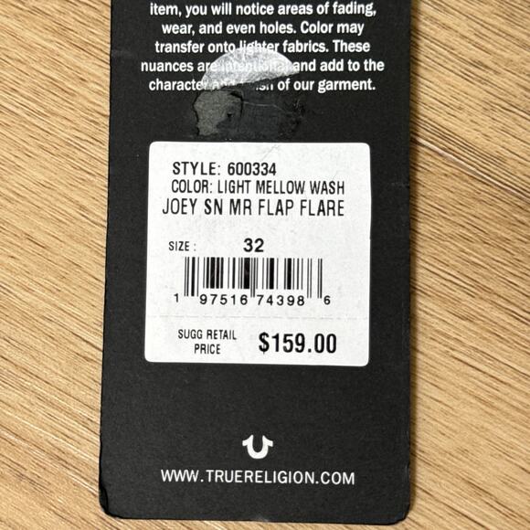 True Religion Women's Denim Joey Midrise Mellow Light Wash Jeans Size 32 - Picture 12 of 14